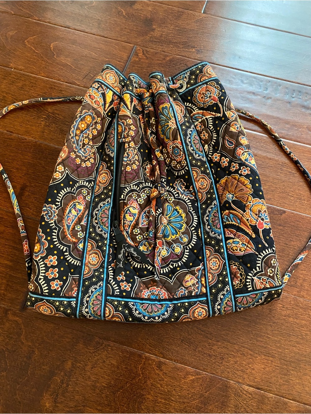 Vera Bradley Kensington Quilted Drawstring Backpack Cinch Bag - EUC